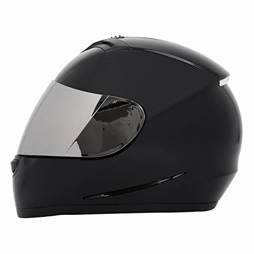PanelTech DOT Black Mirror Visor Full Face Adult Helmet for Motorcycle Bike (XL)