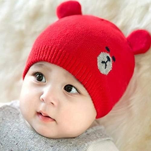 summer hat cap newborn baby wool cap 0-3-6-12 months baby summer winter. (red bear