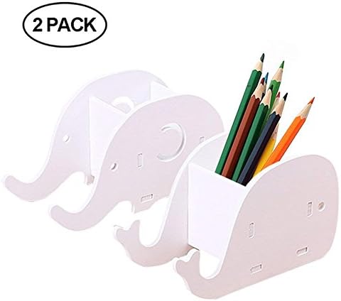 Cell Phone Stand Cute Wood Elephant Pencil Pen Holder for iPhone iPad Samsung Multifunctional Stationery Organizer Children's Day Gift 2-PACK
