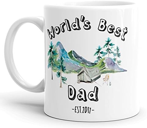 Worlds Best Dad, Fathers Day Coffee Mug with Saying, 11 oz White Ceramic Coffee Cup