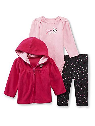 Little Wonders Infant Girls Hot Pink Panda Pants Creeper Hoodie Jacket Set 0-3m