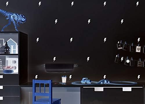 Richstar17 Lightning Bolt Wall Decals - Superhero Wall Decals - Lightning Bolt Decal - Lightning Bolt Wall Decal - Superhero Decor - Boys Room Decals (White, 3''x1.5'')