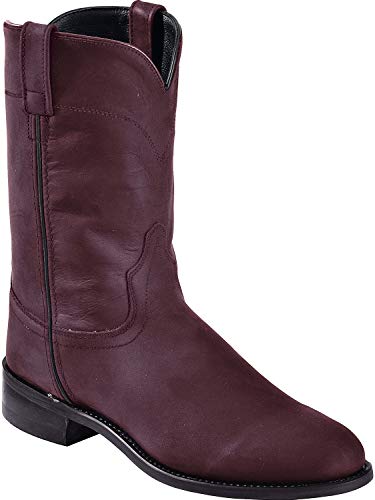 Old West Men's Corona Calf Leather Roper Toe Western Cowboy Boots - Black Cherry