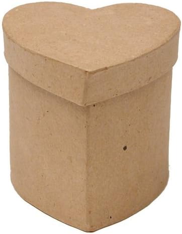 DCC Crafts Group of 6 Paper Mache Heart Boxes with Lids - 3 inch x 3 inch x 3 inch