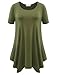 BELAROI Womens Plus Size Tunic Tops Summer Short Sleeve Loose Fit T Shirt Casual Blouse Swing Flowy Tunics for Leggings(2X,Army Green)