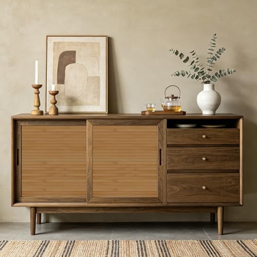 Vieshful 4 Pieces Bamboo Wall Panels (40 x 240 cm), Flexible Wood Cladding, Decorative Palillerie for Kitchen Island, Wall and DIY Furniture, Interior Ripped Slats, Carbonised