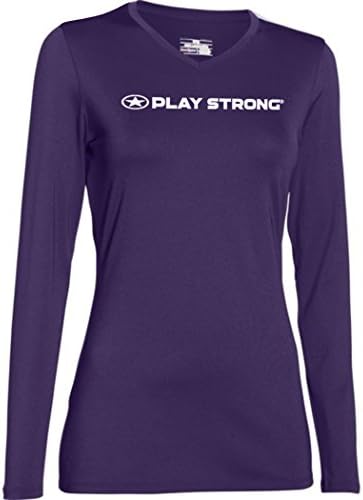 Play Strong Performance Ladies' Purple Long-Sleeve V-Neck T-Shirt - Perfect For Coach Performance Wear #AllProfitsToHelpKids (Medium)