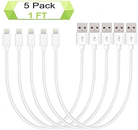 iPhone Charger Cable, 5Pack 1FT/30CM Short 8 Pin Lightning to USB Cable Cord Powerline Fast Charge and Sync for iPhone X/8/8 Plus/ 7/7 Plus/6/6S/6 Plus/6S Plus/5S/SE/iPod/iPad Mini Air Pro