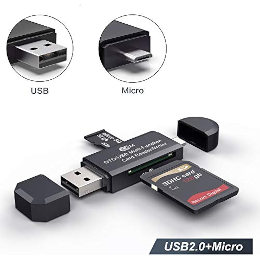 Micro USB OTG To 2.0 Adapter, SD/Micro Card Reader With Standard Male