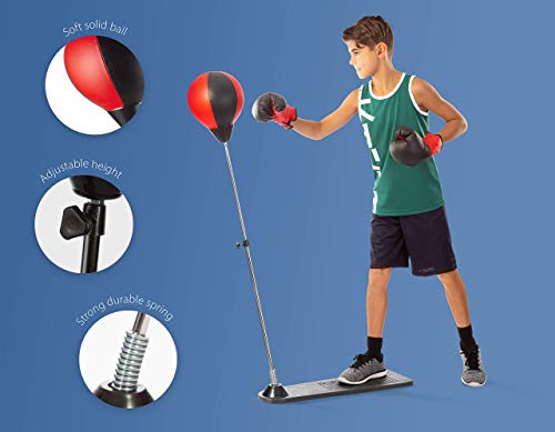 Punching Ball with Stand and Gloves - Height Adjustable - Great Exercise & Fun Activity for Kids by TechTools (Certified Refurbished)
