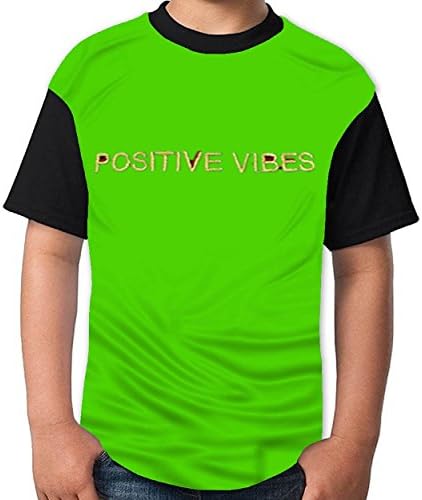 elephanted Positive Vibes Embroidered Tshirt Printed Cotton Boys T-Shirts Cool Boy Tee Green