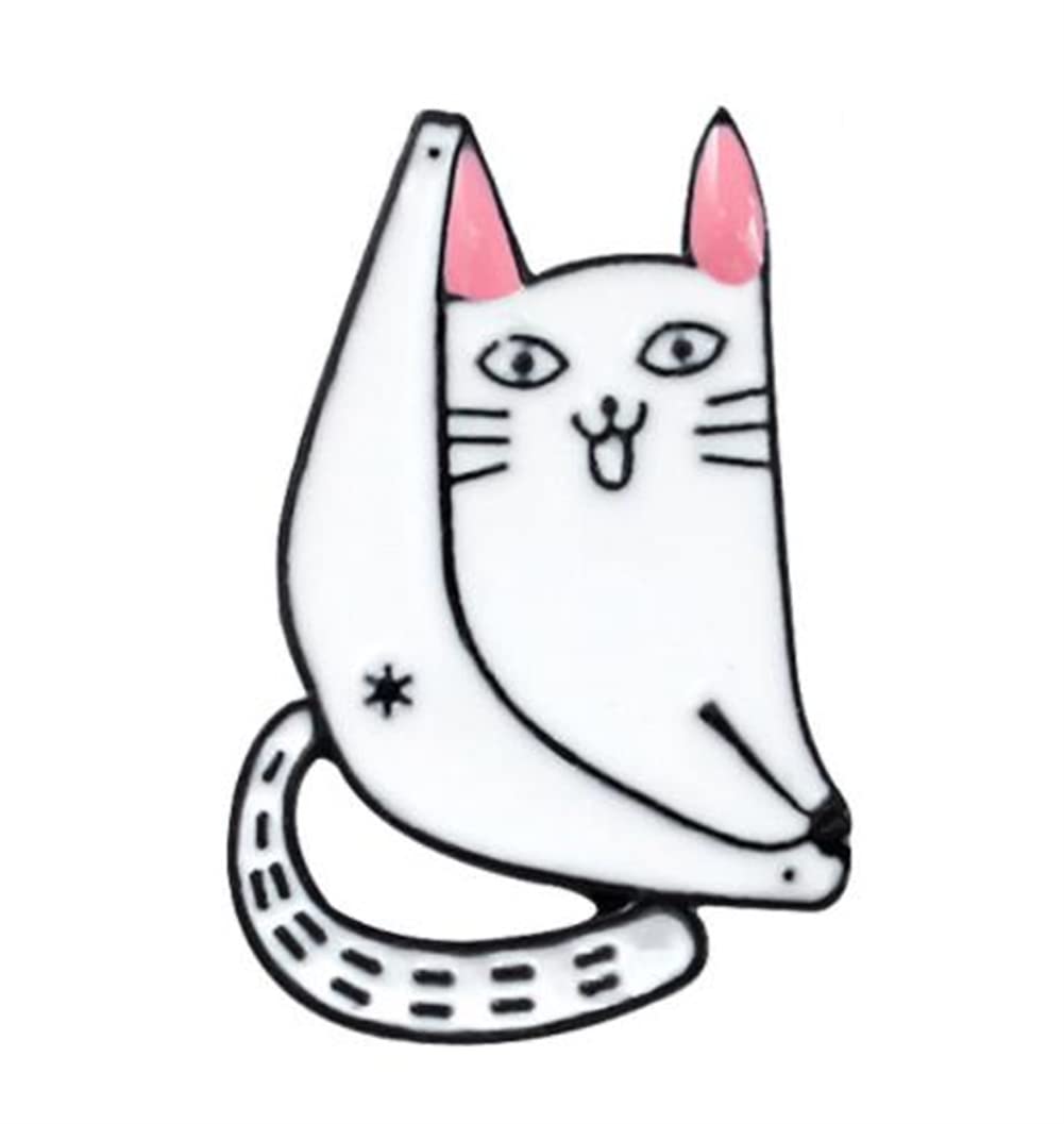Funny Naughty White Kitten Brooch Long Tail and Long Legs Fashion Women Enamel Lapel Pin for Backpacks Dress Jackets Bag Hat Badge