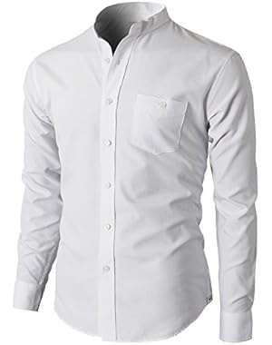 Mens Oxford Cotton Slim Fit Casual Button-Down Shirts Long Sleeve