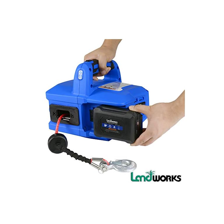 Landworks Electric Towing Winch Hoist Portable Cordless 1000 lbs 1/2 Ton Max Weight Brushless