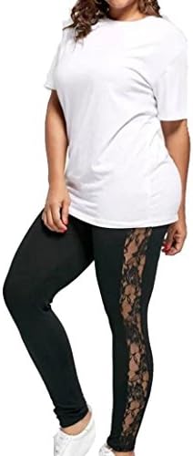 Plus Size Leggings, UBuyit Women Sexy Lace Floral Splicing Yoga Sport Elastic Pants Leggings (XL, Black)