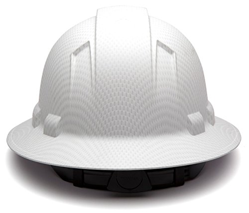 Pyramex White Full Brim Hard Hat - ANSI Class G Safety Helmet With Ratchet Suspension, HP24110 Model