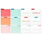 File Folders - 12-Pack Decorative File Folders, 6 Different Colorful File Folders, Solid Color Designer File Folders - Letter Size 1/3 Cut 1/2 Inch Top Memory Tab, 11.5 x 9 Inches