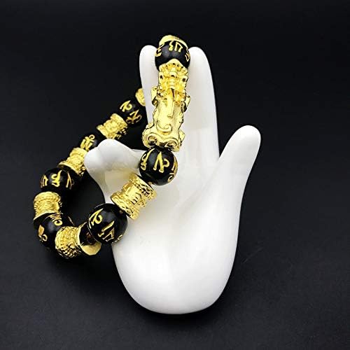 FAIRY ELVEN Lucky Obsidian Bead Pi xiu Bracelet Six Sons Mantra Bucket Handmade DIY Beaded Bracelet