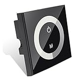 RGBZONE DC12V-24V 8A Wall-mounted Touch Panel Brightness Adjustable Dimmer for Single Color LED Light Strip, Black