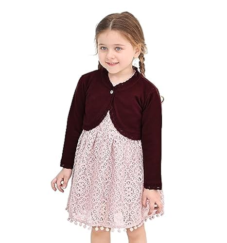 Lilax Little Girls' Knit Long Sleeve Button Closure Bolero