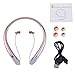 Joyphy Bluetooth Retractable Headphones, Wireless Neckband Headset Noise Cancelling Stereo Earbuds Sports Earphones with Mic (Rose Gold)