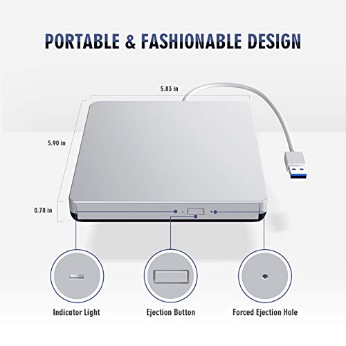 image for TOPELEK CD/DVD External Drive USB3.0 Type-C Interface, Faster Speed Tr