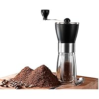 T-mark Manual Coffee Grinder, Hand Portable Bean Mill Stainless Steel Handle Adjustable Ceramic Burr Assembly for Travel