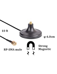Wi Fi 9dBi Booster Omni direccional de largo alcance 2,4 gHz 802.11 N B G Antena con RP SMA macho conector en base magnética (10ft 3.3 yard RG174 Cable Coaxial)