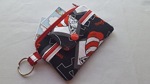 Zippy Mini Wallet Pouch Key Chain Fabric Card Holder Dr Seuss The Cat in The Hat Black Squares
