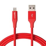 AmazonBasics Lightning to USB A Cable, Advanced Collection, MFi Certified iPhone Charger, Red, 6 Foot