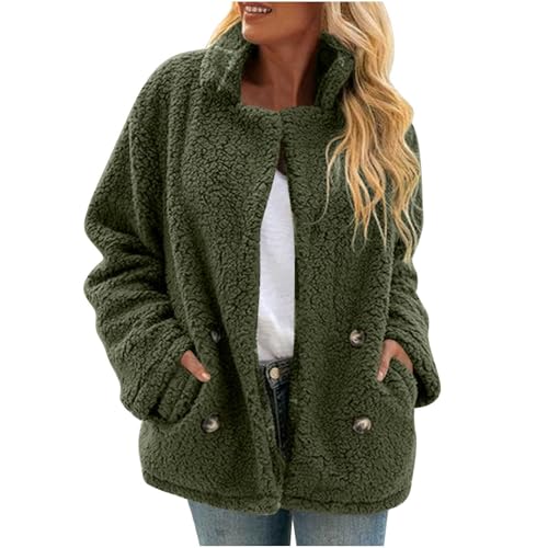 Bidobibo Sherpa Jacket for Women Winter Lapel Open Front Fleece Cardigans Jackets Fuzzy Faux Fur Warm Sweaters Coats