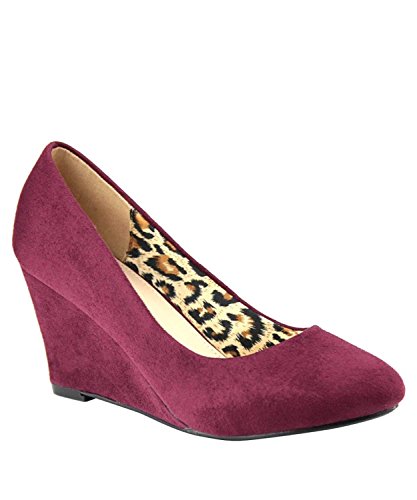 Bella marie womens nine-5 suede wedges burgundy 7.5 b(m) us