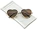 Women Metal Heart Frame Mirror Lens Cupid Heartshape Sunglasses (Gold Frame/Brown Lens, 55)