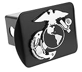 US Marine Corps USMC EGA 3D Chrome Emblem on Black Trailer Metal Hitch Cover Fits 2