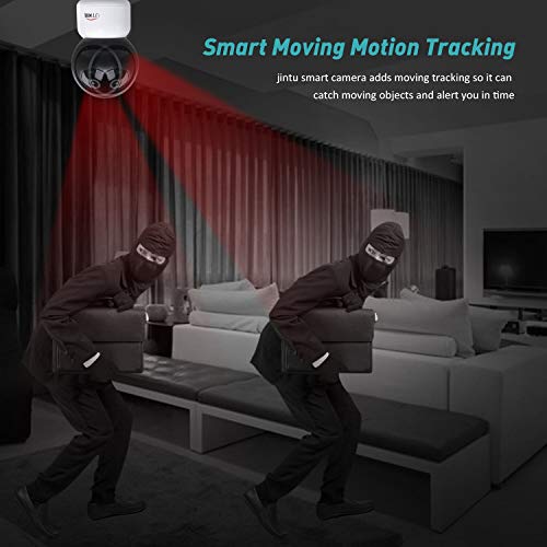 JINTU Home Security Camera, 1080P Smart WiFi Camera Work with Alexa,Google, Pan/Tilt/Zoom, Motion Detection, Night Version, 2-Way Audio for Home/Office/Baby/Pet Indoor Surveillance System