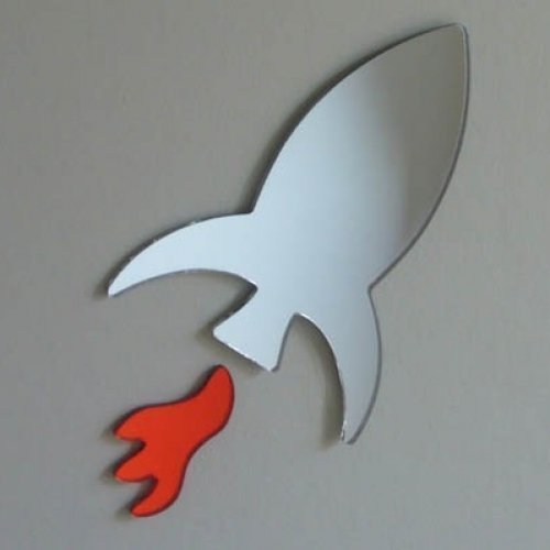 Rocket & Red Flame Mirror 40cm x 30cm