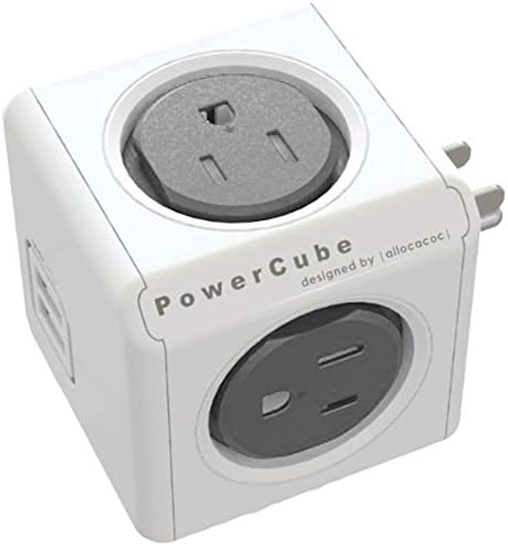 PowerCube [Newest Version] USB, Surge Protector, Electric Outlet Wall Adapter Power Strip with 4 outlets, Dual USB Port 4220GY/USOUPC