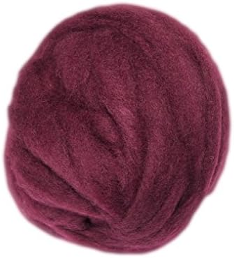 Happy Classy 8 oz Premium Natural Romney Wool Combed Top Roving Maroon