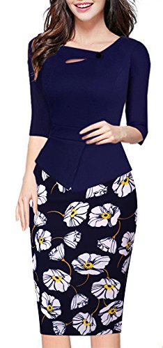 homeyee women's elegant chic bodycon formal dress b288 Vintage Cut Out Contrast Floral Haiti maternity wedding tulle dress