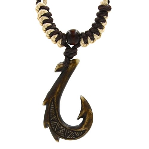 Pacific Island Polynesian Manu Makau Style Fish Hook Necklace