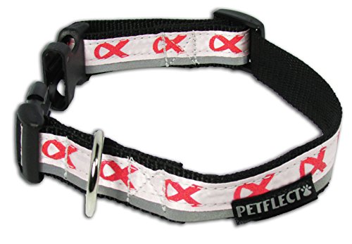 Petflect Pink Ribbon Reflective Collar, Large