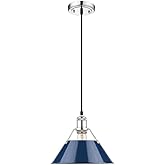 Golden Lighting 3306-M CH-NVY Orwell Pendant, Chrome with Navy Blue Shade- Pendant Light, Ceiling Light fixture, Pendant Ligh