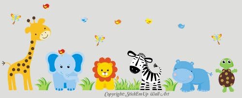Nursery Wall Decals - Kids Room Wall Stickers - Large Animal Decals - Removable and Reusable - 48" X 125" (Inches)