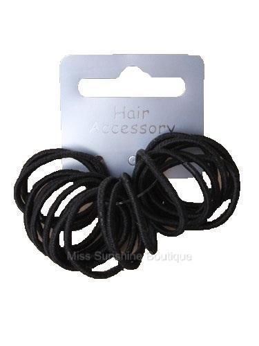 20 Girls Black Very Small Thin Hair Elastics Bands 9924