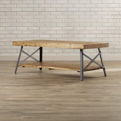 Laguna Coffee Table Solid Wood Top with Shelves - Natural