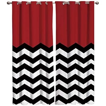 Amazon Com T H Home Red White Black Chevron Curtains Blackout