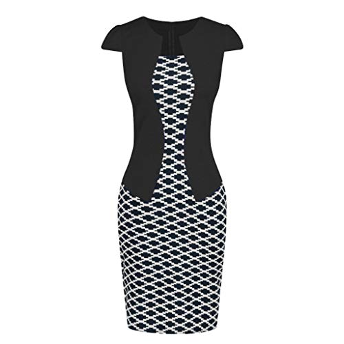 Birdfly Office Women's Plaid Patchwork Pencil Skirts Formal Working Dress with Three Quarter Sleeve Plus Size 2L 3L Black(93) Shortsleeve,2XL ...