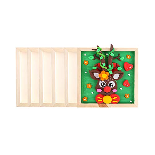 6 Pack Wood Panel 8 x 8'' Wood Canvas Board Blank Framed Wood Sign