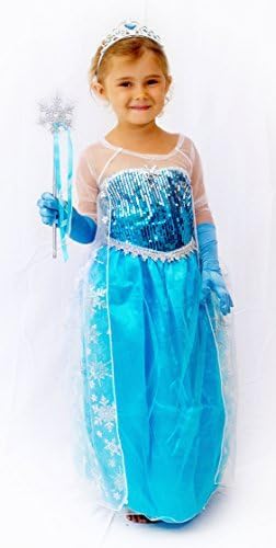 Snow Queen Dlx Costume Set - Includes Tiara, Wand and Gloves (Med 4/5) by Miss Shiny