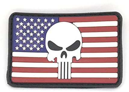 Tactical USA Flag Punisher PVC Morale Patch Police Law Military Velcro